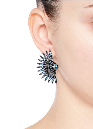 Figure View - Click To Enlarge - LULU FROST - 'Beacon' glass crystal pavé fan stud earrings