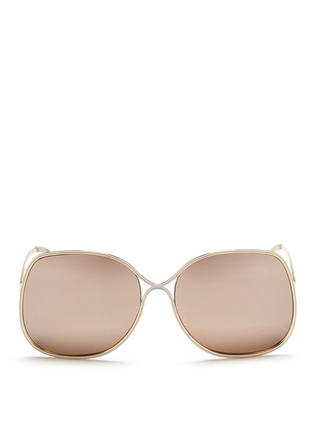 Main View - Click To Enlarge - VICTORIA BECKHAM - 'Enamel Wave' curved temple metal sunglasses