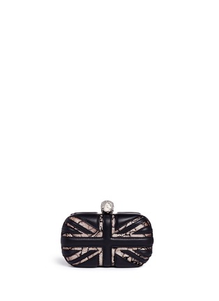 Back View - Click To Enlarge - ALEXANDER MCQUEEN - 'Britannia' skull floral lace leather box clutch
