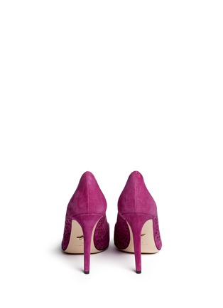 Back View - Click To Enlarge - DIANE VON FURSTENBERG SHOES - 'Bonnie' perforated suede pumps
