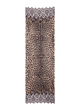 Front View - Click To Enlarge - VALENTINO GARAVANI - Lace panel leopard-print scarf