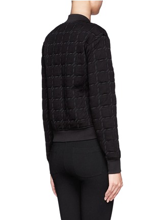Back View - Click To Enlarge - T BY ALEXANDER WANG - Grid jacquard bonded neoprene bomber jacket