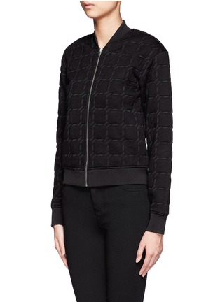 Front View - Click To Enlarge - T BY ALEXANDER WANG - Grid jacquard bonded neoprene bomber jacket