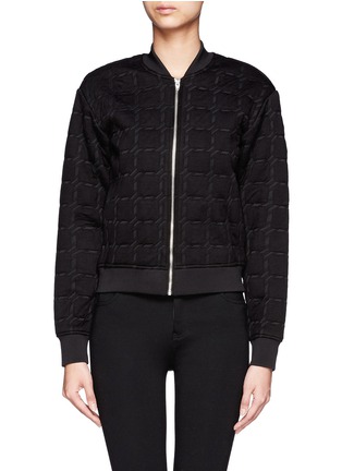 Main View - Click To Enlarge - T BY ALEXANDER WANG - Grid jacquard bonded neoprene bomber jacket