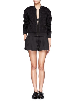 Figure View - Click To Enlarge - T BY ALEXANDER WANG - Grid jacquard bonded neoprene bomber jacket