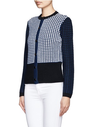 Front View - Click To Enlarge - ST. JOHN - Contrast windowpane checked wool-blend cardigan