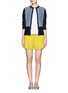 Figure View - Click To Enlarge - ST. JOHN - Contrast windowpane checked wool-blend cardigan