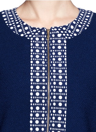 Detail View - Click To Enlarge - ST. JOHN - Dot print trim boucle knit jacket