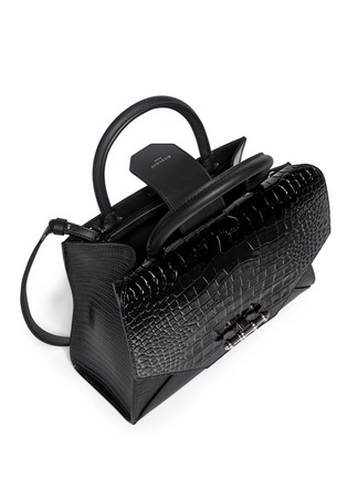 Detail View - Click To Enlarge - GIVENCHY - New Obsedia small croc-embossed leather tote