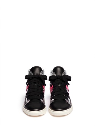 Figure View - Click To Enlarge - LANVIN - Metallic crinkled leather high-top sneakers