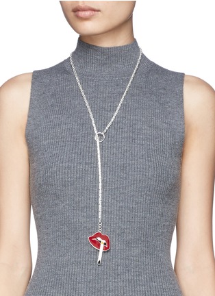 Figure View - Click To Enlarge - LYNN BAN - Smoking lips lariat necklace