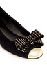 Detail View - Click To Enlarge - 73426 - Stud bow suede ballerina flats