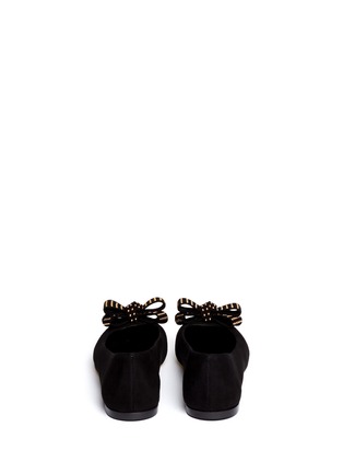 Back View - Click To Enlarge - 73426 - Stud bow suede ballerina flats