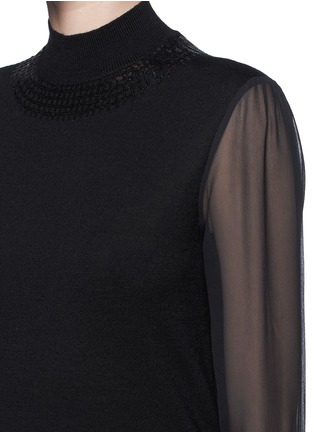 Detail View - Click To Enlarge - TORY BURCH - 'Janice' sequin neckline sheer sleeve sweater