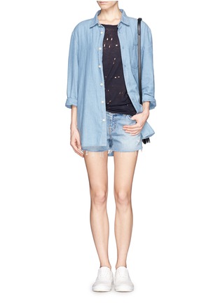 Figure View - Click To Enlarge - J BRAND - Ripped cut-off denim shorts
