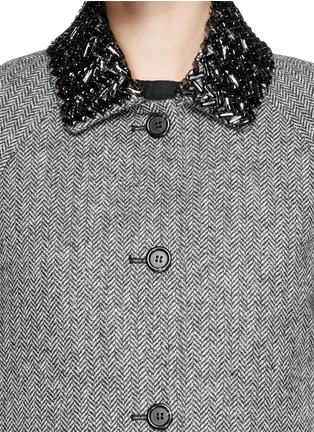 Detail View - Click To Enlarge - J.CREW - Collection herringbone coat with beaded collar