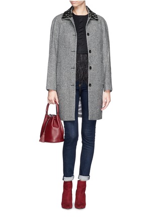 Figure View - Click To Enlarge - J.CREW - Collection herringbone coat with beaded collar