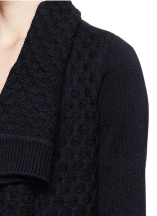 Detail View - Click To Enlarge - VINCE - Wool-cashmere basketweave drape front cardigan