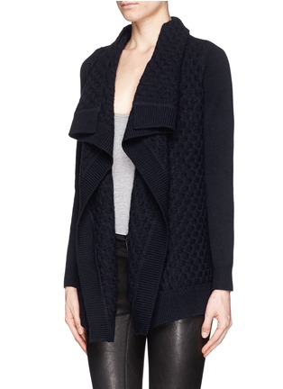 Front View - Click To Enlarge - VINCE - Wool-cashmere basketweave drape front cardigan