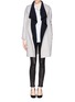 Figure View - Click To Enlarge - VINCE - Wool-cashmere basketweave drape front cardigan