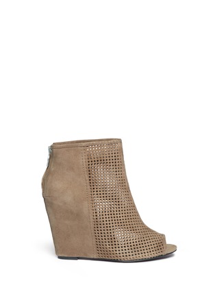 Main View - Click To Enlarge - ASH - June perforated suede wedge ankle boots