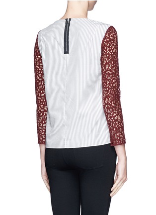 Back View - Click To Enlarge - CARVEN - Stripe poplin back lace blouse