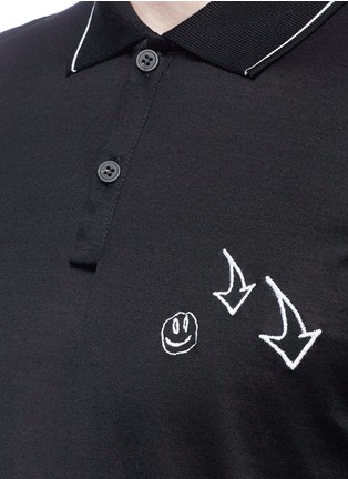 Detail View - Click To Enlarge - LANVIN - Smiley face arrow embroidered jersey polo shirt