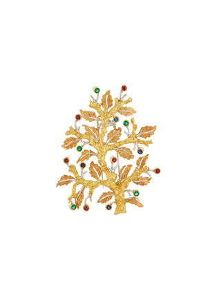 Main View - Click To Enlarge - BUCCELLATI - Gemstone 18k gold leaf brooch