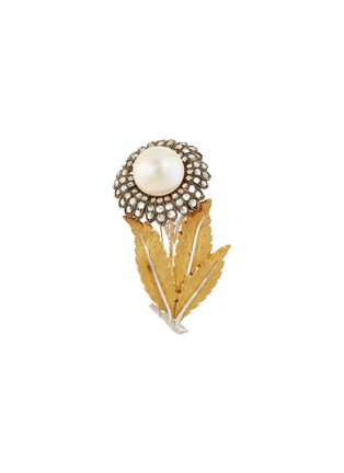 Main View - Click To Enlarge - BUCCELLATI - Diamond pearl silver 18k gold floral brooch