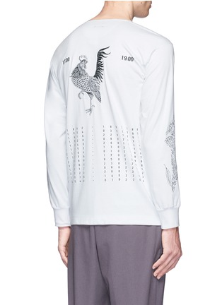 Back View - Click To Enlarge - SAAM1 - Rooster and cockscomb embroidered Henley shirt