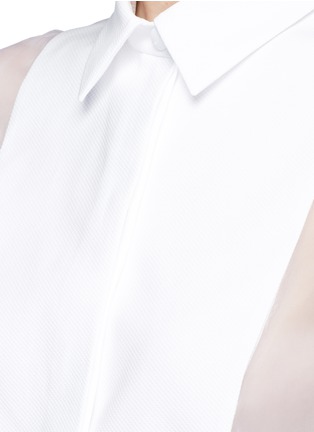 Detail View - Click To Enlarge - LANVIN - Diamond jacquard bib chiffon shirt