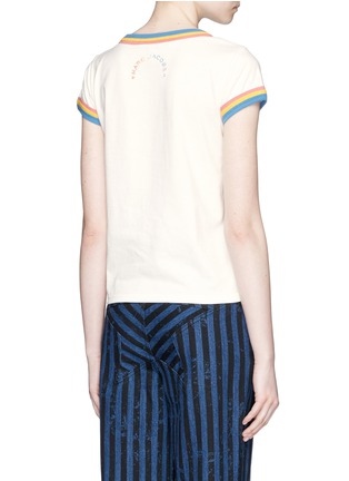 Back View - Click To Enlarge - MARC JACOBS - Rainbow stripe satin appliqué T-shirt