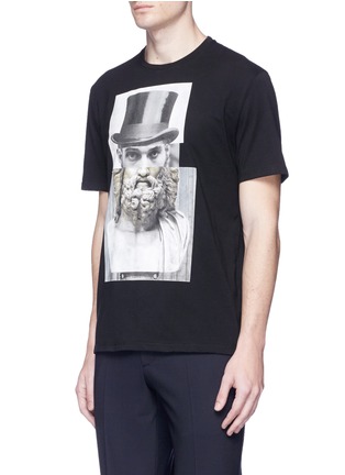 Front View - Click To Enlarge - NEIL BARRETT - 'Bearded Top Hat' hybrid print jersey T-shirt