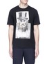 Main View - Click To Enlarge - NEIL BARRETT - 'Bearded Top Hat' hybrid print jersey T-shirt