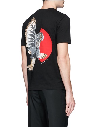 Back View - Click To Enlarge - NEIL BARRETT - Mechanical owl print cotton T-shirt