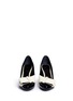 Front View - Click To Enlarge - LANVIN - Contrast bow patent leather pumps