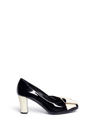Main View - Click To Enlarge - LANVIN - Contrast bow patent leather pumps