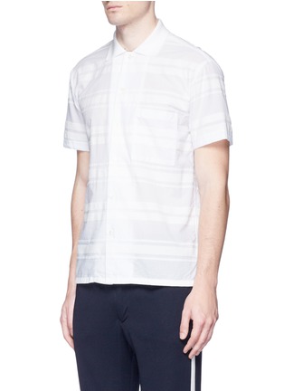 Front View - Click To Enlarge - CAMOSHITA - Fleece stripe hopsack shirt