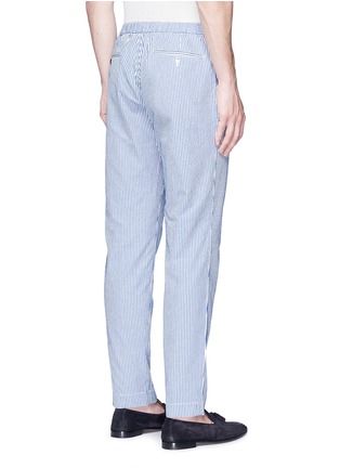 Back View - Click To Enlarge - CAMOSHITA - Stripe cotton-silk seersucker pants