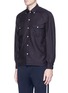 Front View - Click To Enlarge - CAMOSHITA - Chest pocket cotton-cupro shirt