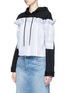 Detail View - Click To Enlarge - GROUND ZERO - Hoodie insert ruffle stripe pullover