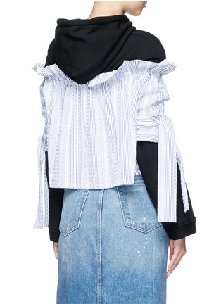 Back View - Click To Enlarge - GROUND ZERO - Hoodie insert ruffle stripe pullover