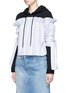 Front View - Click To Enlarge - GROUND ZERO - Hoodie insert ruffle stripe pullover