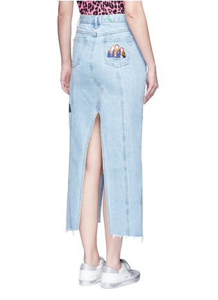 Back View - Click To Enlarge - GROUND ZERO - Movie character embroidered split denim skirt
