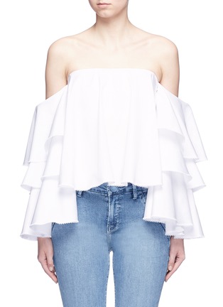 Main View - Click To Enlarge - CAROLINE CONSTAS - 'Carmen' ruffle sleeve bustier off-shoulder top