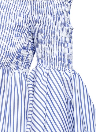 Detail View - Click To Enlarge - CAROLINE CONSTAS - 'Apollonia' stripe smocked off-shoulder dress