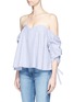 Front View - Click To Enlarge - CAROLINE CONSTAS - 'Gabriella' stripe bustier off-shoulder top