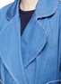 Detail View - Click To Enlarge - XIAO LI - Frayed denim belted trench coat