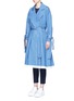 Front View - Click To Enlarge - XIAO LI - Frayed denim belted trench coat