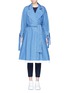 Main View - Click To Enlarge - XIAO LI - Frayed denim belted trench coat